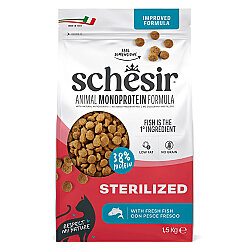 Schesir Monoprotein Kısırlaştırılmış Balıklı Kuru Kedi Maması 1,5 Kg - Schesir
