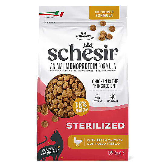 Schesir Monoprotein Kısırlaştırılmış Tavuklu Kuru Kedi Maması 1,5 Kg - 1