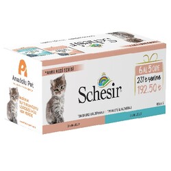 Schesir Multipack Yavru Kedi Tavuk Etli / Ton Balıklı ve Aloeveralı Kedi Yaş Maması 85 Gr x 6 Adet - Schesir