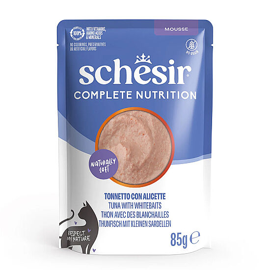 Schesir Pouch Mousse Ton Balıklı ve Hamsili Tahılsız Kedi Yaş Maması 85 Gr - 1