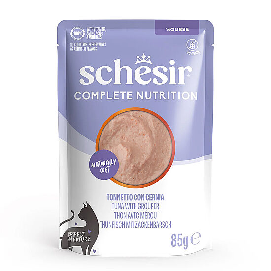 Schesir Pouch Mousse Ton ve Orfoz Balıklı Tahılsız Kedi Yaş Maması 85 Gr - 1