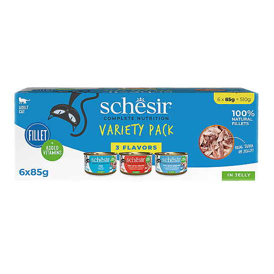 Schesir Box Variety Pack Ton Balıklı, Karidesli ve Levrekli Kedi Konservesi 6 x 85 Gr (Toplam 510 Gr) - 6 Al 5 Öde - 1