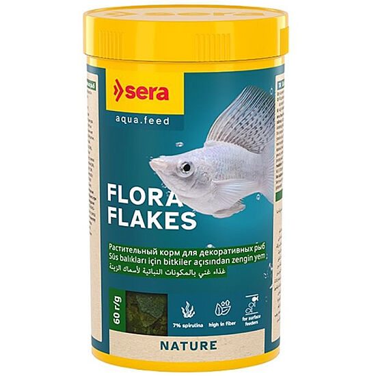 Sera Flora Flakes Nature Pul Balık Yemi 250 ML (60 Gr) - 1