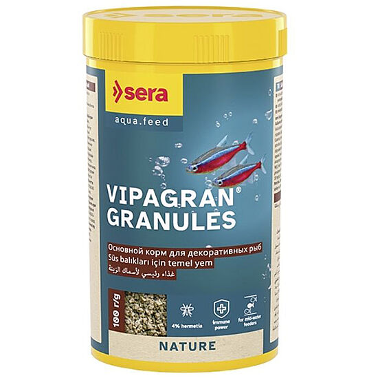 Sera Vipagran Nature Süs Balıkları İçin Granül Temel Balık Yemi 250 ML ( 80 Gr ) - 1