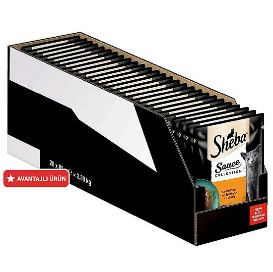 Sheba Sauce Turkey Pouch Soslu Hindi Etli Kedi Yaş Maması 85 Gr - 28 Adet - 1