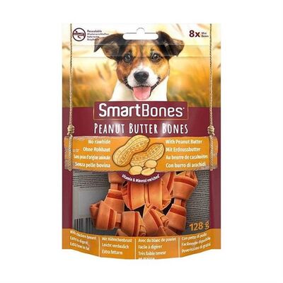 Smart Bones Fıstık Ezmeli Tavuklu Mini Kemik Köpek Ödülü 8 Parça - 128 Gr