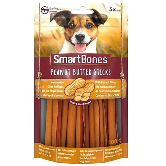 Smart Bones Fıstık Ezmeli Tavuklu Sticks Köpek Ödül Maması 5 Parça - 100 Gr - 1