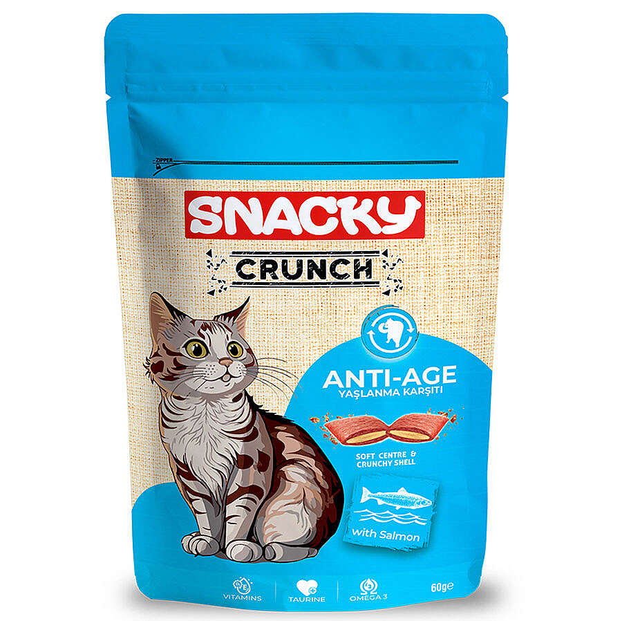 Snacky Crunch Anti-Age (Yaşlanma Karşıtı) Somonlu Kedi Ödülü 60 Gr