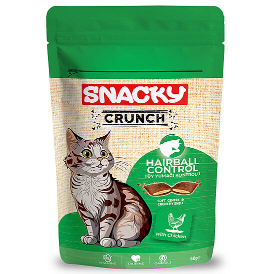 Snacky Crunch Hairball Control (Tüy Yumağı) Tavuk Etli Kedi Ödülü 60 Gr - 1