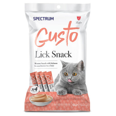 Spectrum Gusto Lick Snack Somonlu Sıvı Kedi Ödülü 4x15 Gr