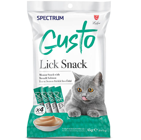 Spectrum Gusto Lick Snack Ton Balıklı ve Somonlu Sıvı Kedi Ödülü 4x15 Gr - 1