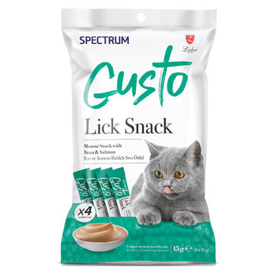 Spectrum Gusto Lick Snack Ton Balıklı ve Somonlu Sıvı Kedi Ödülü 4x15 Gr