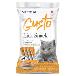 Spectrum - Spectrum Gusto Lick Snack Ton Balıklı ve Tavuk Etli Sıvı Kedi Ödülü 4x15 Gr