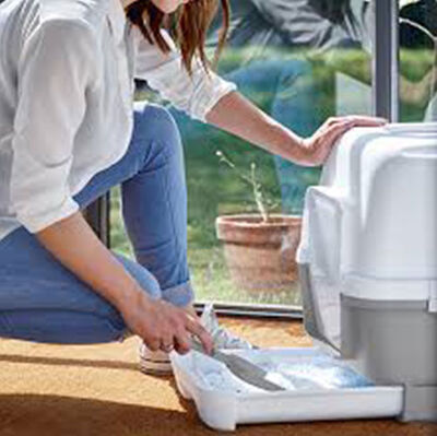Stefanplast Cathy Clever Çekmeceli Kapalı Kedi Tuvaleti Beyaz/Gri