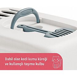 Stefanplast Cathy Clever Çekmeceli Kapalı Kedi Tuvaleti Beyaz/Mavi - 3