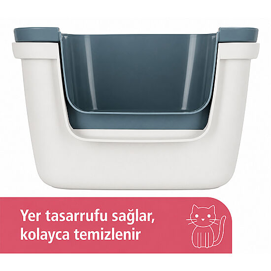 Stefanplast Cathy Clever Çekmeceli Kapalı Kedi Tuvaleti Beyaz/Mavi - 5