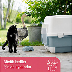 Stefanplast Cathy Clever Çekmeceli Kapalı Kedi Tuvaleti Beyaz/Mavi - 6