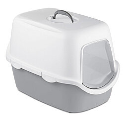 Stefanplast Cathy Kapalı Filtresiz Kedi Tuvaleti 56 x 40 x 40 Cm - Beyaz/Gri - Stefanplast