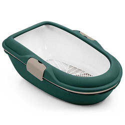 Stefanplast - Stefanplast Furba Chic Elekli Açık Kedi Tuvalet Yeşil Bej 59 x 39 x 22 Cm