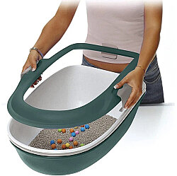 Stefanplast Furba Chic Elekli Açık Kedi Tuvalet Yeşil Bej 59 x 39 x 22 Cm - 2