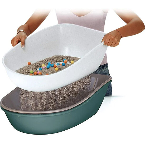 Stefanplast Furba Chic Elekli Açık Kedi Tuvalet Yeşil Bej 59 x 39 x 22 Cm - 3