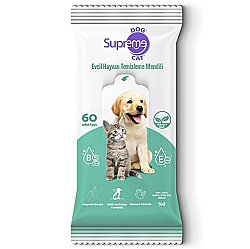 Supreme Cat Dog Yeşil Çaylı Temizleme Mendili 60 lı Paket - Supreme