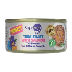 Supreme Cat Tiftiklenmiş Ton Balıklı ve Somonlu Kedi Konservesi 70 Gr - Supreme