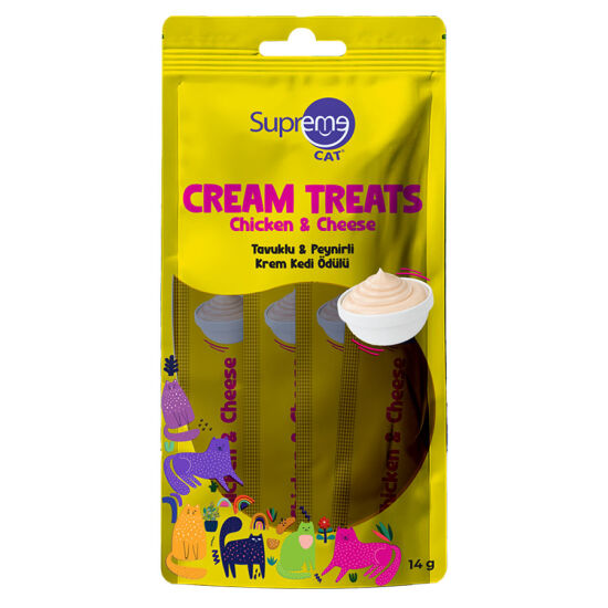 Supreme Crema Tavuk Etli Ve Peynirli Ek Besin ve Kedi Ödülü 4x14 Gr - 1