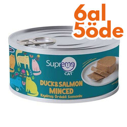 Supreme - Supreme Ördek ve Somonlu Kıyılmış Kedi Yaş Maması 85 Gr - 6 Al 5 Öde