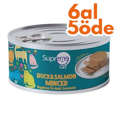 Supreme Ördek ve Somonlu Kıyılmış Kedi Yaş Maması 85 Gr - 6 Al 5 Öde