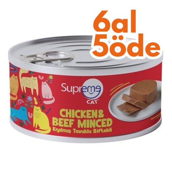 Supreme Tavuk Etli ve Biftekli Kıyılmış Kedi Yaş Maması 85 Gr - 6 Al 5 Öde - 1
