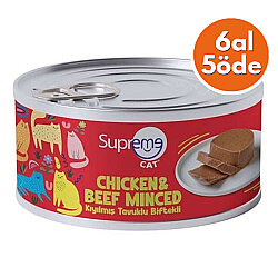 Supreme Tavuk Etli ve Biftekli Kıyılmış Kedi Yaş Maması 85 Gr - 6 Al 5 Öde - Supreme