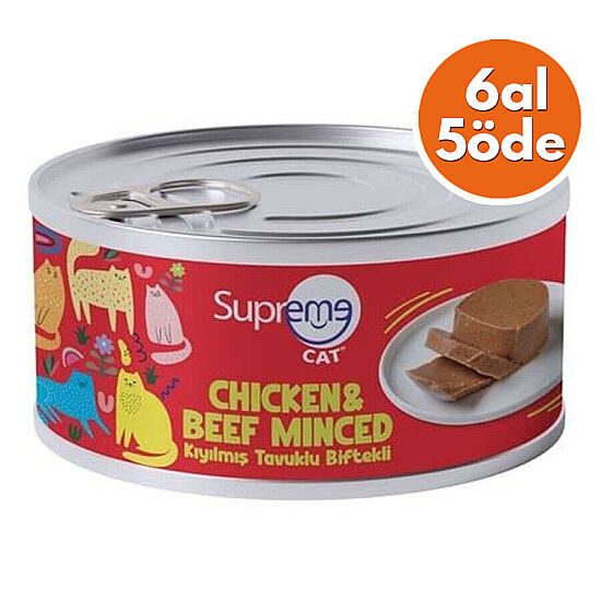 Supreme Tavuk Etli ve Biftekli Kıyılmış Kedi Yaş Maması 85 Gr - 6 Al 5 Öde - 1