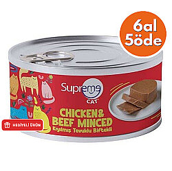 Supreme Tavuk Etli ve Biftekli Kıyılmış Kedi Yaş Maması 85 Gr - 6 Al 5 Öde - Supreme