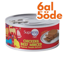 Supreme - Supreme Tavuk Etli ve Biftekli Kıyılmış Kedi Yaş Maması 85 Gr - 6 Al 5 Öde