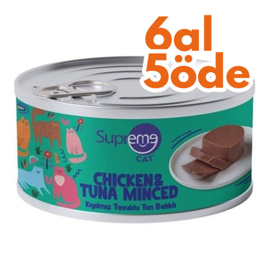 Supreme Tavuk Etli ve Ton Balıklı Kıyılmış Kedi Yaş Maması 85 Gr - 6 Al 5 Öde - 1