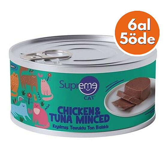 Supreme Tavuk Etli ve Ton Balıklı Kıyılmış Kedi Yaş Maması 85 Gr - 6 Al 5 Öde - 1