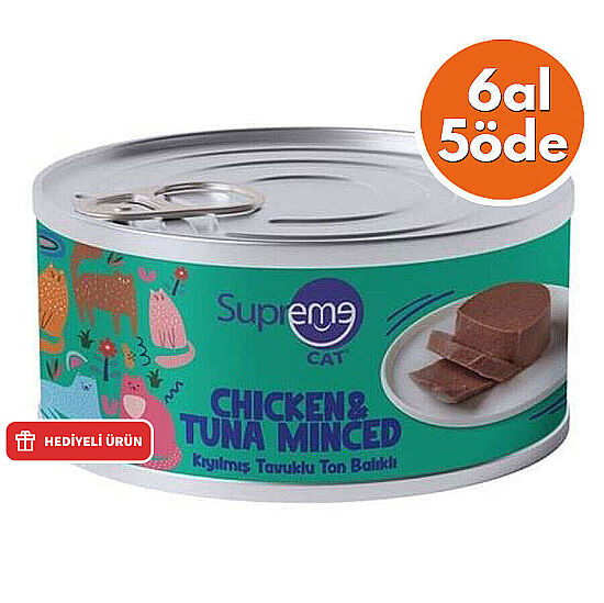 Supreme Tavuk Etli ve Ton Balıklı Kıyılmış Kedi Yaş Maması 85 Gr - 6 Al 5 Öde - 1