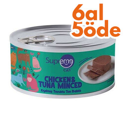 Supreme - Supreme Tavuk Etli ve Ton Balıklı Kıyılmış Kedi Yaş Maması 85 Gr - 6 Al 5 Öde
