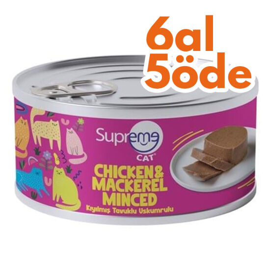 Supreme Tavuk Etli ve Uskumru Kıyılmış Kedi Yaş Maması 85 Gr - 6 Al 5 Öde - 1