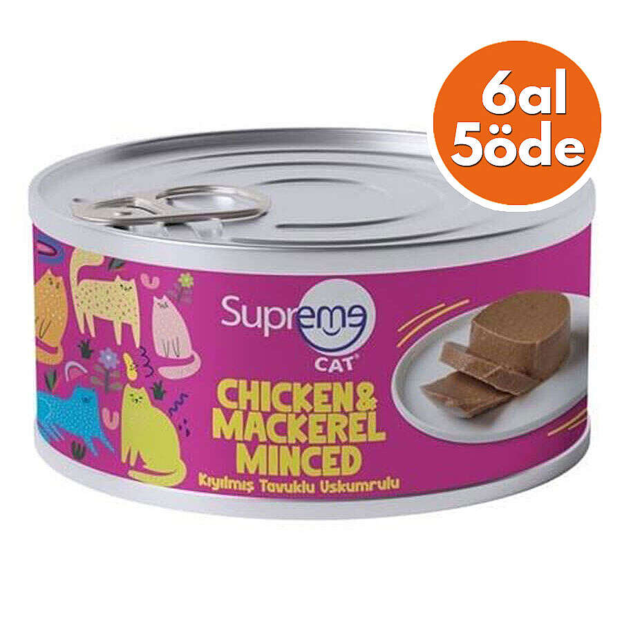 Supreme Tavuk Etli ve Uskumru Kıyılmış Kedi Yaş Maması 85 Gr - 6 Al 5 Öde