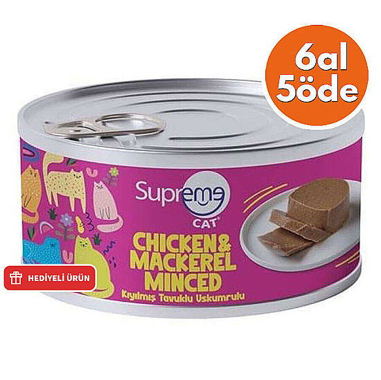Supreme Tavuk Etli ve Uskumru Kıyılmış Kedi Yaş Maması 85 Gr - 6 Al 5 Öde - 1