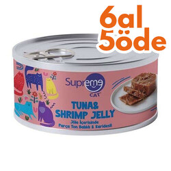 Supreme - Supreme Ton Balıklı ve Karidesli Parça Etli Kedi Yaş Maması 85 Gr - 6 Al 5 Öde