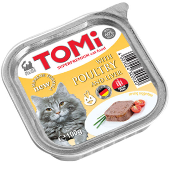 Tomi Ciğerli ve Kümes Hayvanlı Pate Kedi Yaş Maması 100 Gr - 1