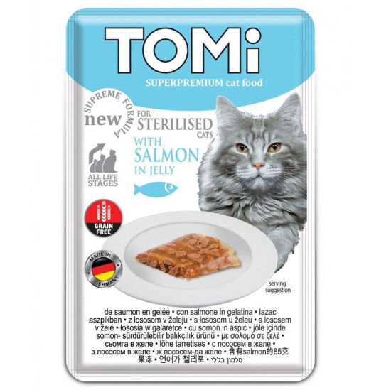 Tomi Pouch Sterilised Pate Somon ve Yumurta Tahılsız Kısırlaştırılmış Kedi Yaş Maması 100 Gr - 1