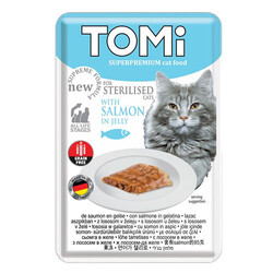 Tomi - Tomi Pouch Sterilised Pate Somon ve Yumurta Tahılsız Kısırlaştırılmış Kedi Yaş Maması 100 Gr