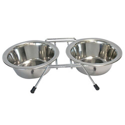 Tommy Ayaklı İkili Çelik Orta ve Büyük Irk Köpek Mama Kabı (Büyük Boy) - 80 Oz - Tommy