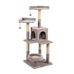 Tommy Çok Katlı Lüks Kedi Evli Tırmalama 45x45x121 - Bej - Tommy
