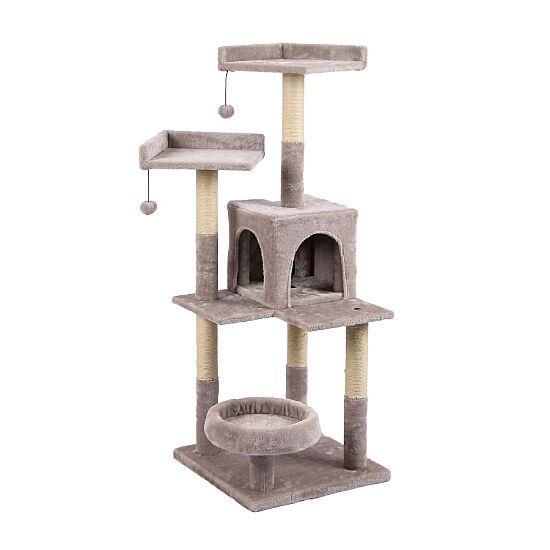 Tommy Çok Katlı Lüks Kedi Evli Tırmalama 45x45x121 - Bej - 1