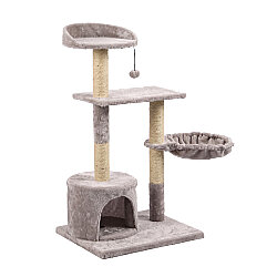Tommy Çok Katlı Lüks Kedi Evli Tırmalama 46x46x116 - Gri - Tommy